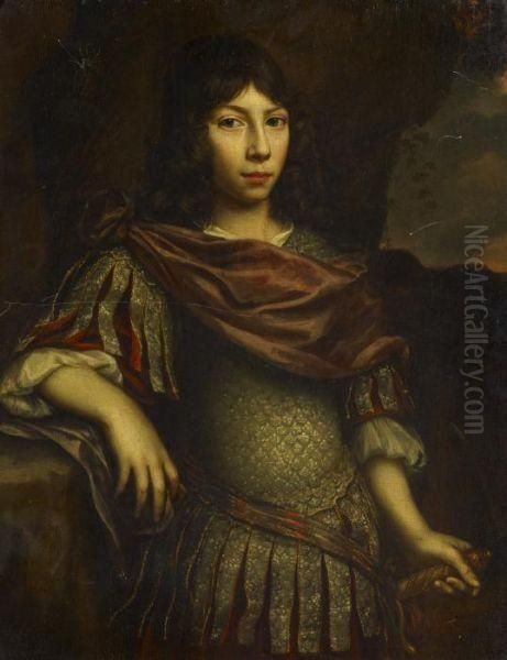 Portrait Of A Young Nobleman With Armour And Sword Oil Painting by Marten I Van Mytens