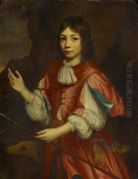 Portrait Of A Young Nobleman Dressed As A Follower Of Diana Oil Painting by Marten I Van Mytens