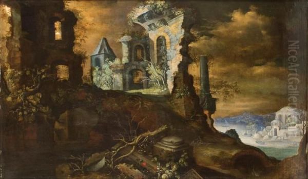 Paesaggio Con Rovine Romane Oil Painting by Adriaen van Nieulandt