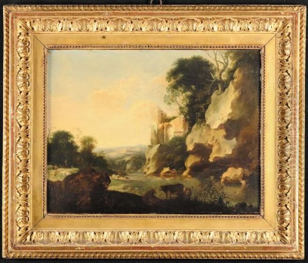 Paesaggio Con Armenti Oil Painting by Cornelis Van Poelenburch