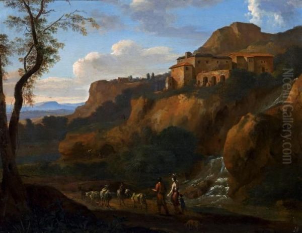 Landschaft Bei Tivoli Oil Painting by Cornelis Van Poelenburch