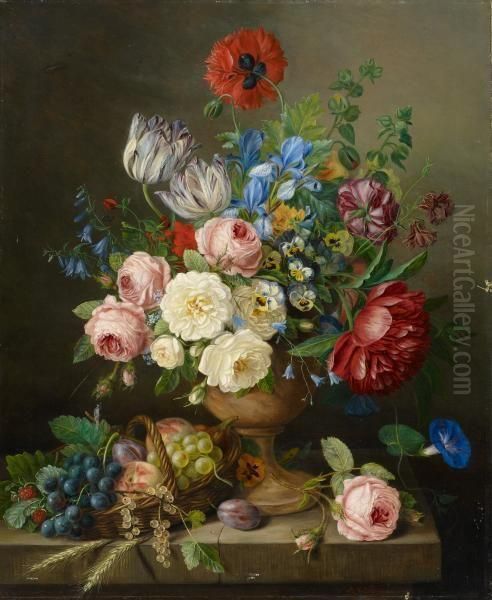 Large Mixed Still Life Oil Painting by Adriana Van Ravenswaay