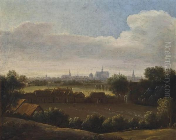 A View Of Haarlem With The St. Bavokerk In The Distance Oil Painting by Jacob Van Ruisdael