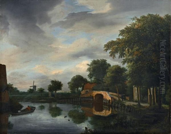 Landschaft Mit Brucke Oil Painting by Jacob Van Ruisdael