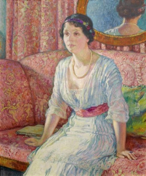 Portrait Of Margareta Von Kuhlmann-stumm Oil Painting by Theo van Rysselberghe