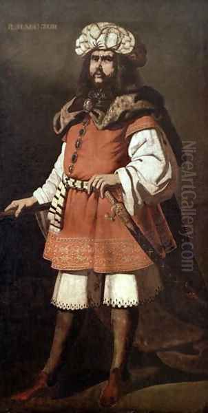 Portrait of Almanzor (940-1002) Oil Painting by Francisco De Zurbaran