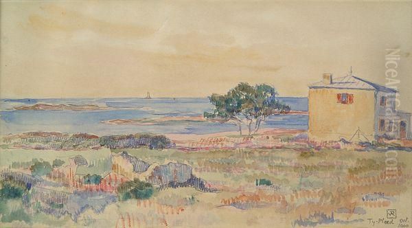 Bord De Cote En Bretagne, Belle-isle Oil Painting by Theo van Rysselberghe