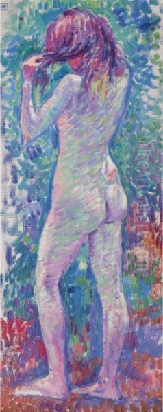 Nu De Dos, Se Coiffant Oil Painting by Theo van Rysselberghe