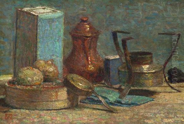 Still Life With Copper Coffee Pot Oil Painting by Theo van Rysselberghe