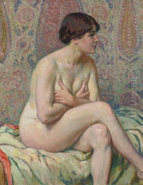 Nu Assis (maude) Oil Painting by Theo van Rysselberghe