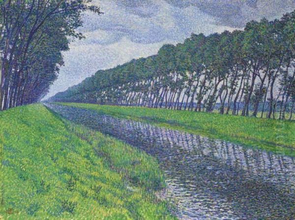 Le Canal En Flandre Par Temps Triste Oil Painting by Theo van Rysselberghe