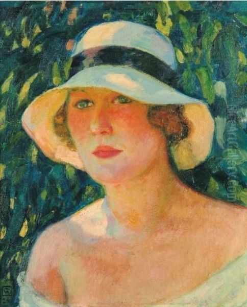 Femme Au Chapeau Oil Painting by Theo van Rysselberghe