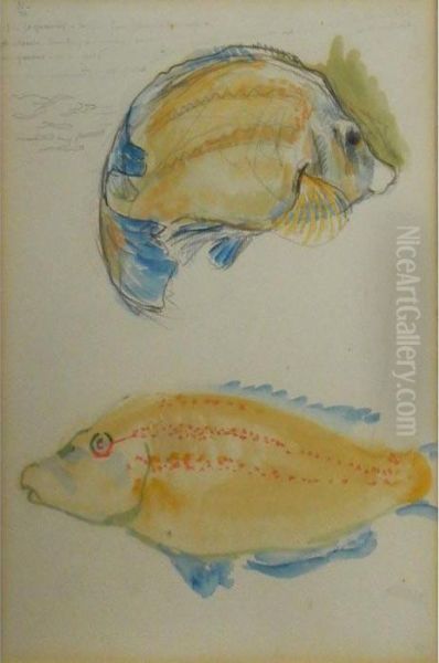 Two Fish Oil Painting by Theo van Rysselberghe