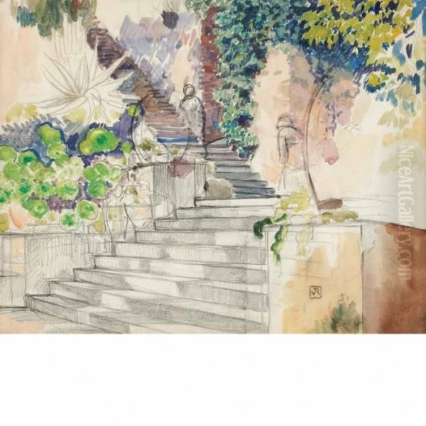 Study Of A Staircase Oil Painting by Theo van Rysselberghe