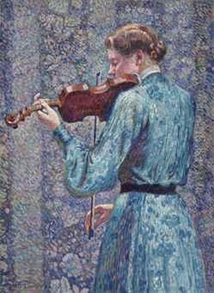 Marie-anne Weber Au Violon Alto Ou Violoniste Oil Painting by Theo van Rysselberghe