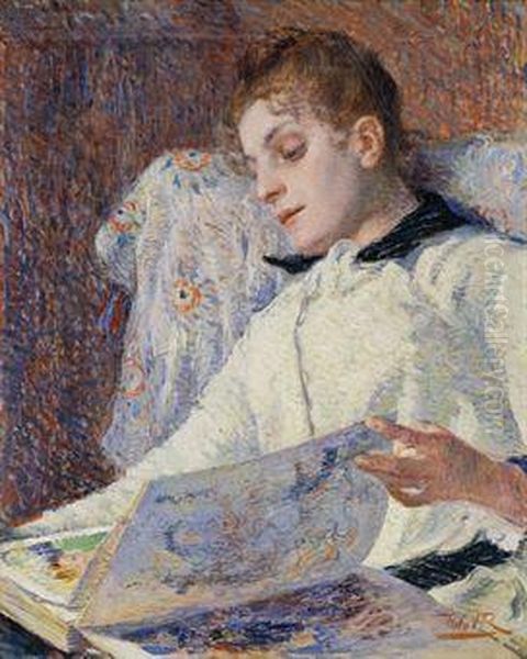 Jeune Dame Lisant Oil Painting by Theo van Rysselberghe