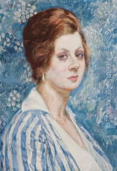 Portrait De Valentine Tessier Oil Painting by Theo van Rysselberghe