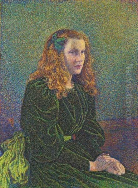 Jeune Femme En Robe Verte (germaine Marechal) Oil Painting by Theo van Rysselberghe