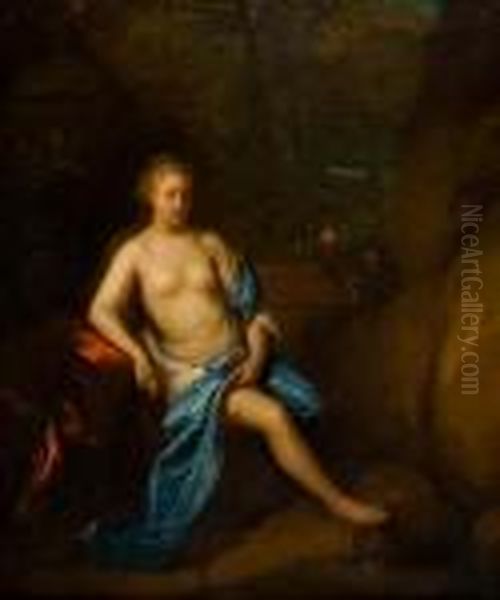 Zittend Naakt Oil Painting by Godfried Schalcken