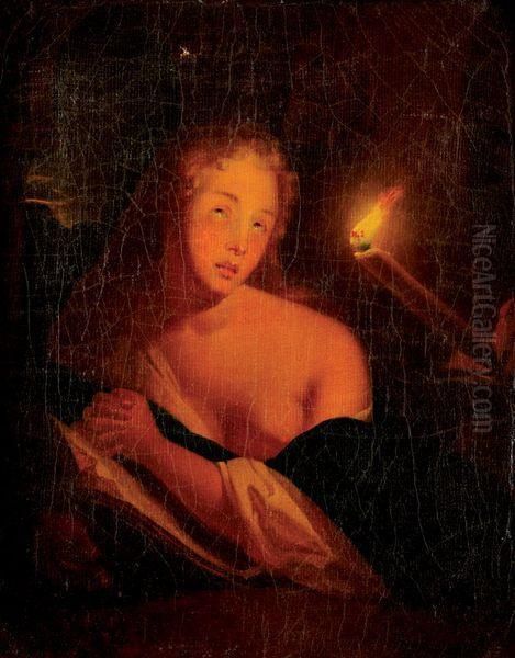 Nocturne A La Bougie Oil Painting by Godfried Schalcken