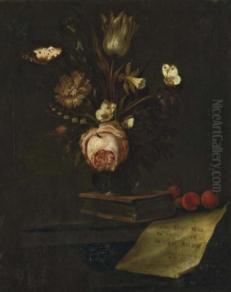 Tulipe, Oeillet, Jonquille Et Anemone Oil Painting by Otto Marseus Snuff. Van Schrieck