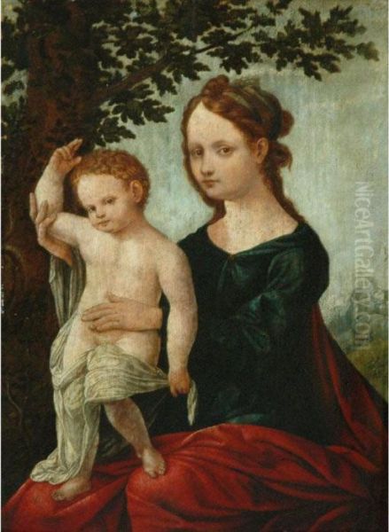 Virgin And Child Oil Painting by Jan Van Scorel