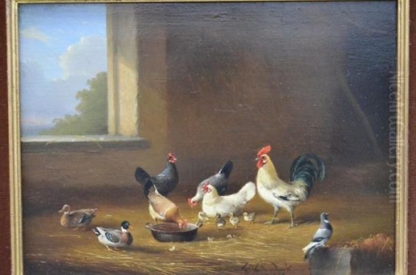 Poulets Oil Painting by Franz van Severdonck