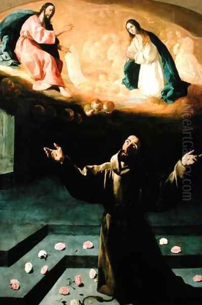 St. Francis of Assisi, or The Miracle of the Roses, 1630 Oil Painting by Francisco De Zurbaran