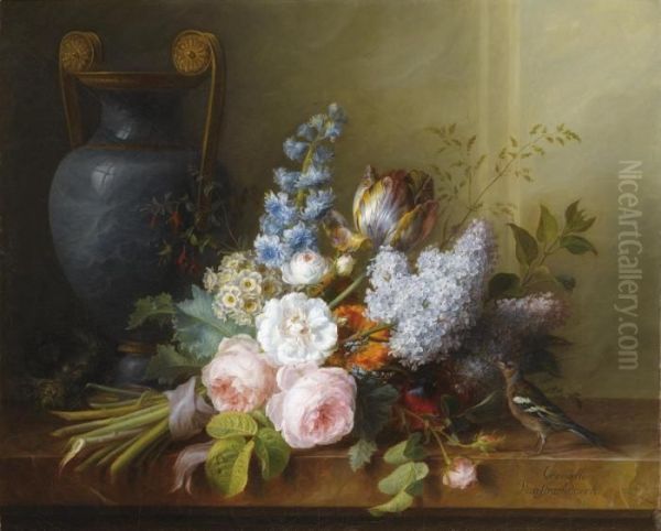 Bouquet De Fleurs Au Nid D'oiseau Oil Painting by Cornelis van Spaendonck