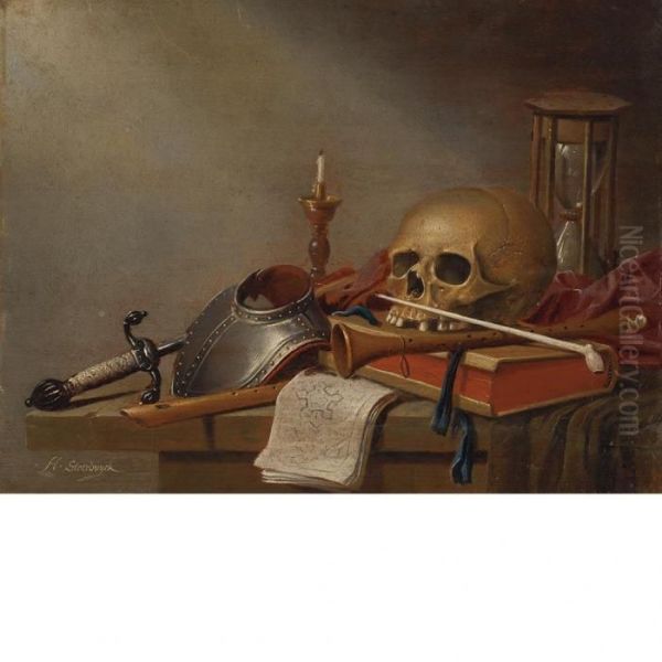 Vanitas Still Life Oil Painting by Harmen van Steenwyck