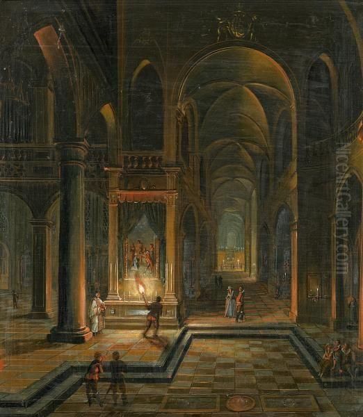 Church Interior Oil Painting by Hendrick van, the Younger Steenwyck