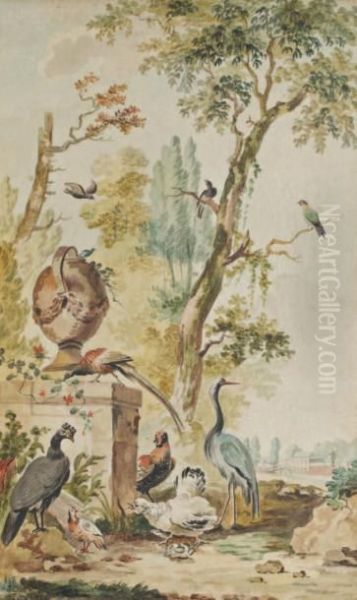 Animaux De Basse Cour Au Pied D'un Arbre Oil Painting by Abraham van, I Strij