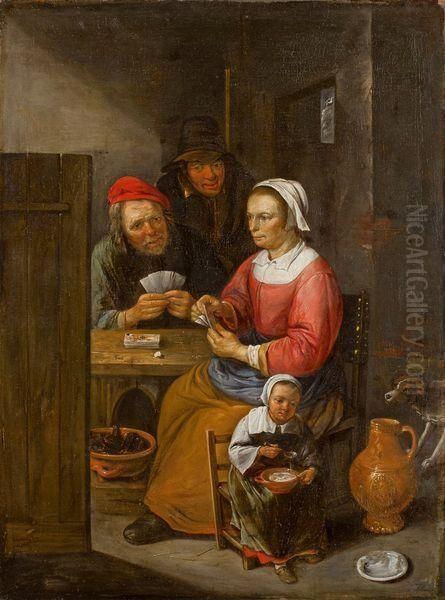 La Partie De Cartes Oil Painting by Gillis van Tilborgh