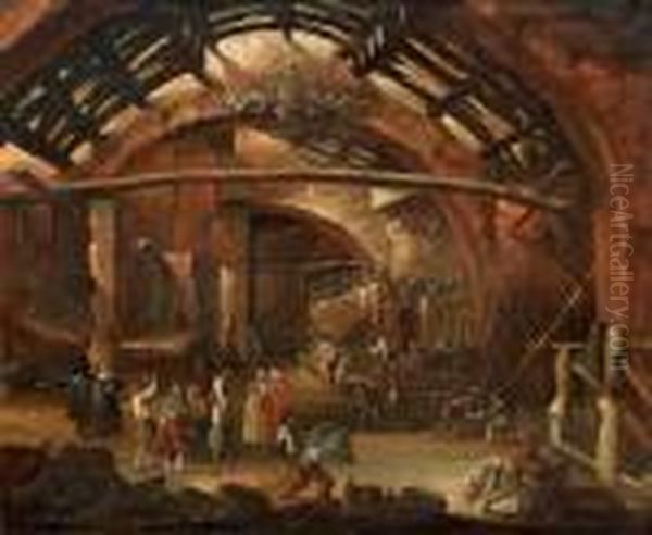 The Interior Of A Smithy Oil Painting by Rombout Van Troyen