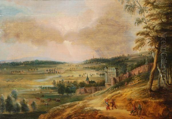 An Extensive Landscape Oil Painting by Lucas Van Uden