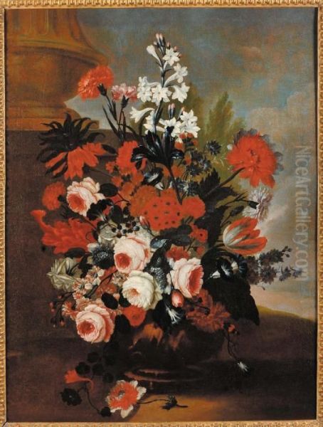 Vaso Con Fiori Oil Painting by Karel Van Vogelaer, Carlo Dei Fiori