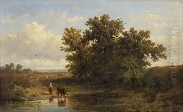 Watering Place Oil Painting by Anthonie Jacobus Van Wyngaerts