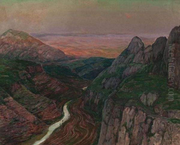 Paisaje Oil Painting by Joaquin Vancells Y Vieta