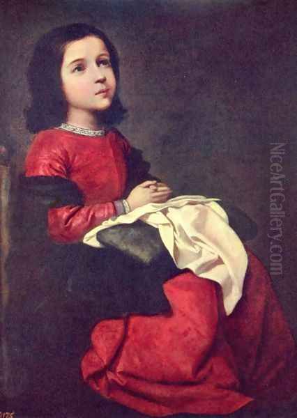 Maria and girl Oil Painting by Francisco De Zurbaran