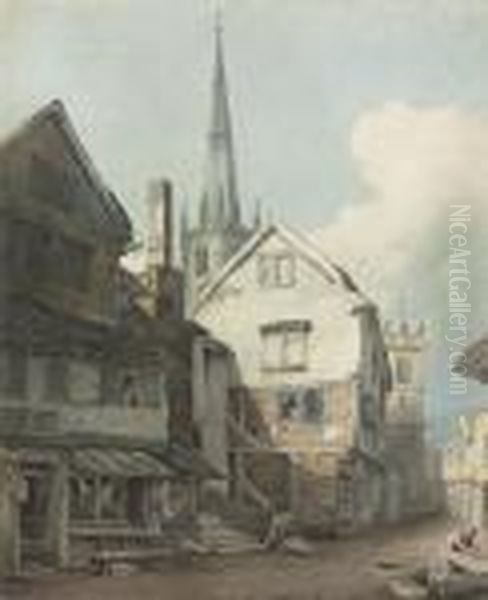 St Alkmund's Church, Shrewsbury Oil Painting by John Varley