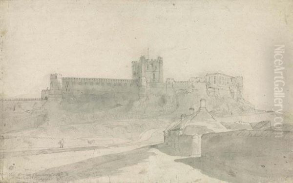 South-west View Of Bamburgh Castle Oil Painting by John Varley