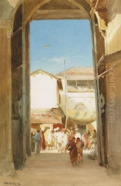 Gateway Street In Ahmedabad Oil Painting by John Jnr. Varley