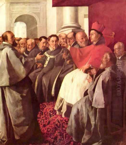 St. Bonaventure receives the envoy of the emperor Oil Painting by Francisco De Zurbaran