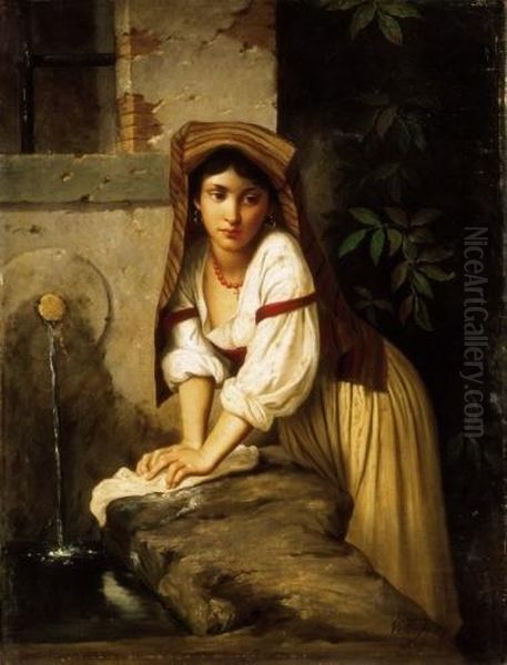 Italian Girl By The Well Oil Painting by Gyorgy the Elder Vastagh