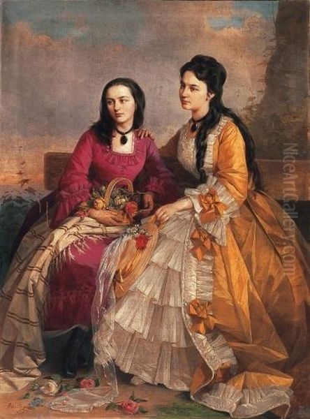 Sisters Oil Painting by Gyorgy the Elder Vastagh