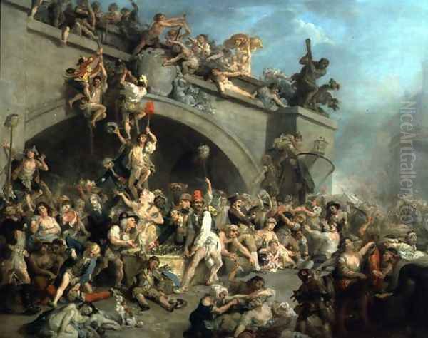 Plunder of the King's Wine Cellar, 10th August 1792 Oil Painting by Johann Zoffany