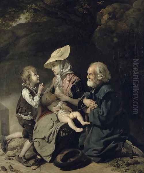 Beggars on the Road to Stanmore Oil Painting by Johann Zoffany