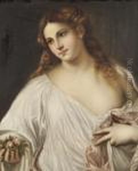 Flora Oil Painting by Tiziano Vecellio (Titian)