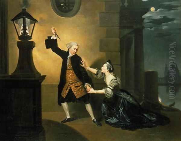 David Garrick (1717-79) as Jaffier and Susannah Maria Cibber (1714-76) as Belvidera in 'Venice Preserv'd, or A Plot Discovered' by Thomas Otway at the Drury Lane Theatre, 1762-63 Oil Painting by Johann Zoffany