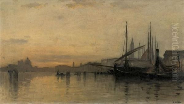 Ansicht Von Venedig Im Abendrot Oil Painting by Auguste Louis Veillon